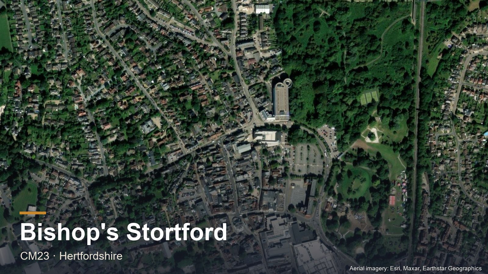 Aerial view of Bishop's Stortford, Hertfordshire