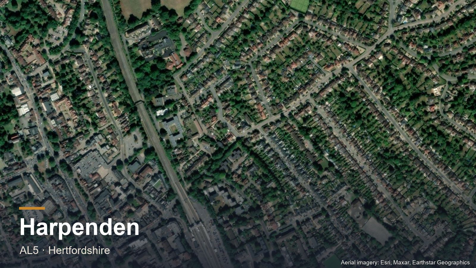 Aerial view of Harpenden, Hertfordshire