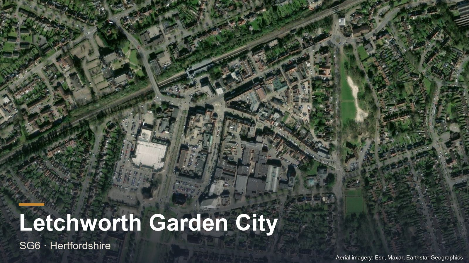 Aerial view of Letchworth Garden City, Hertfordshire