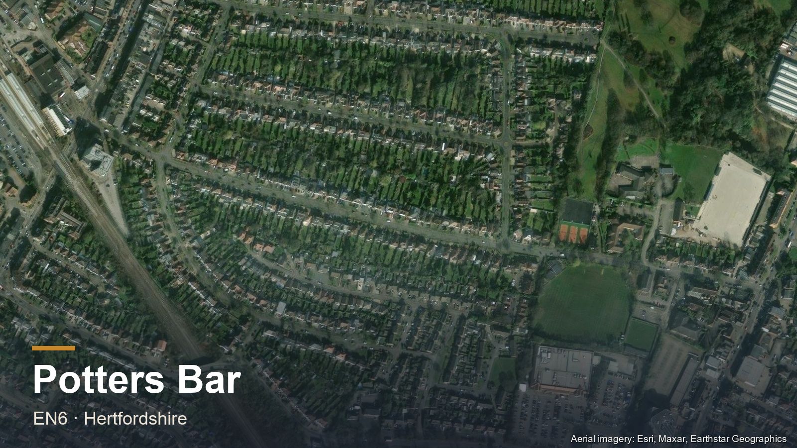 Residential street in the Barnet–Hertfordshire corridor