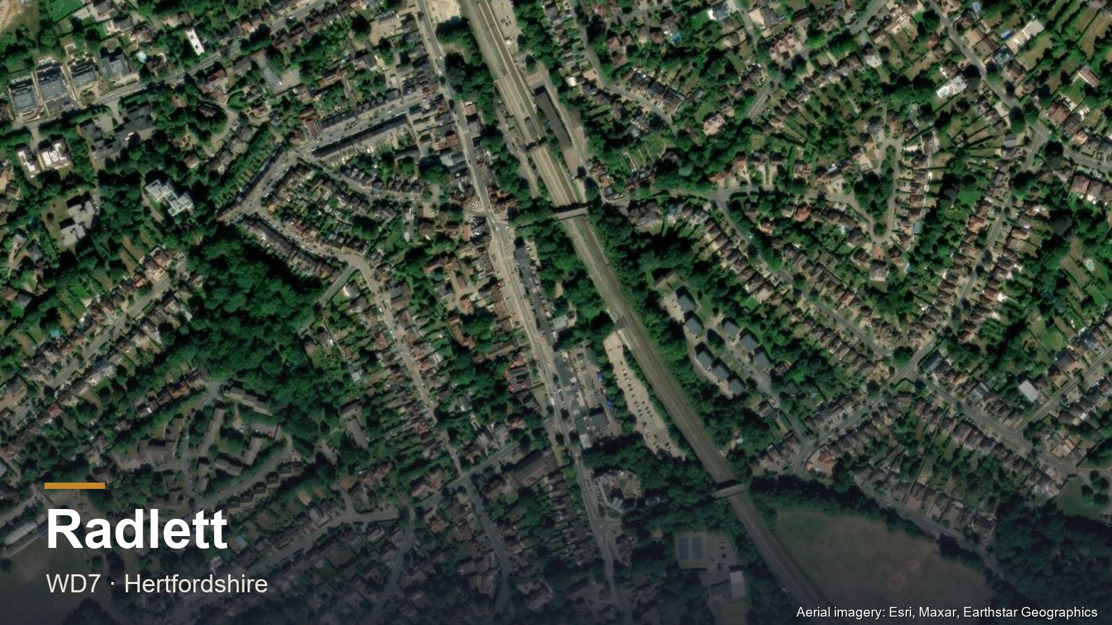 Aerial view of Radlett, Hertfordshire
