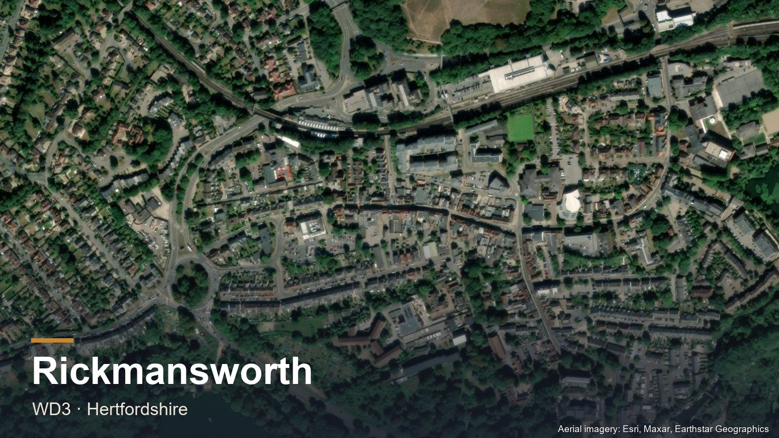 Aerial view of Rickmansworth, Hertfordshire