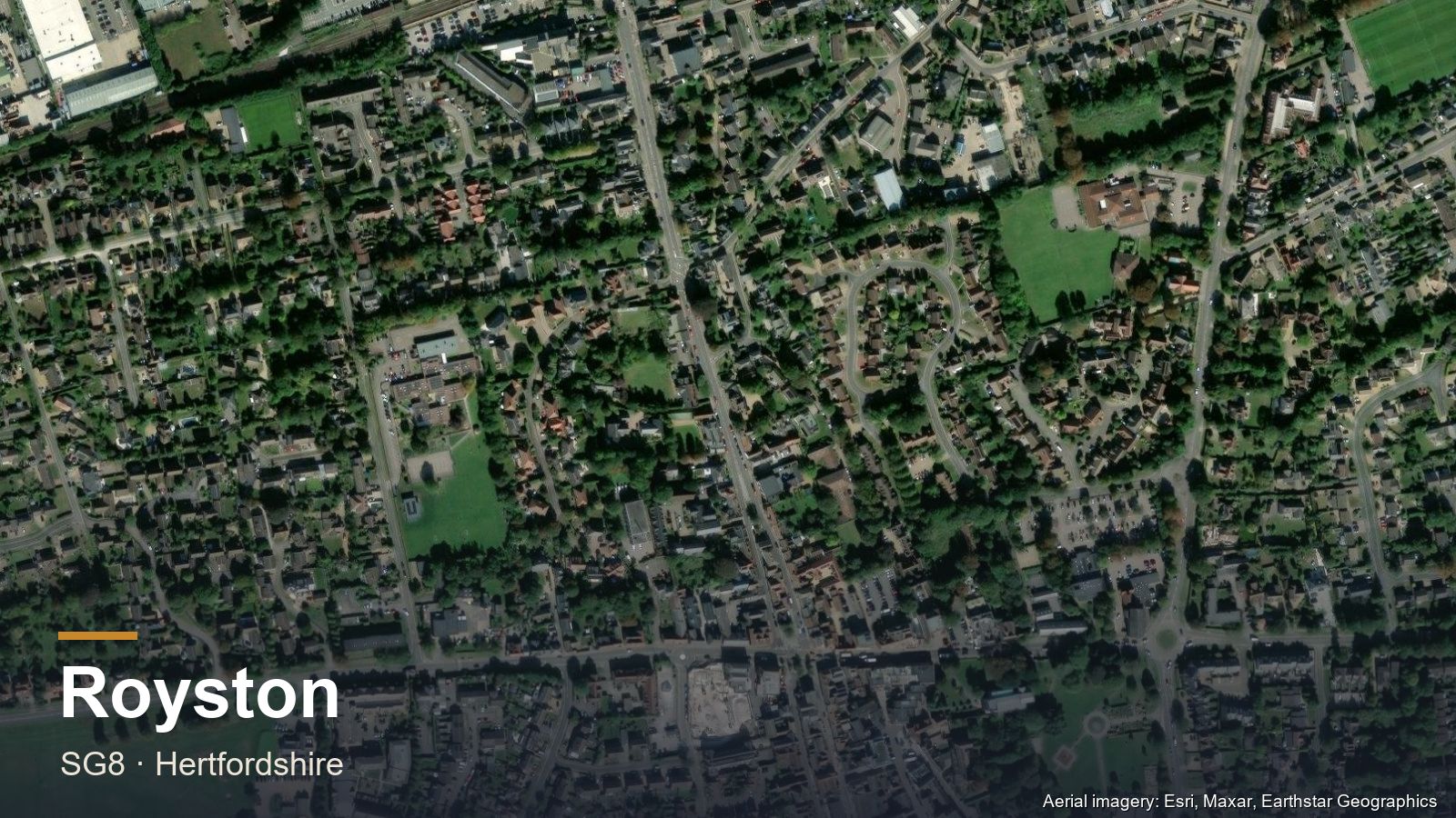 Aerial view of Royston, Hertfordshire