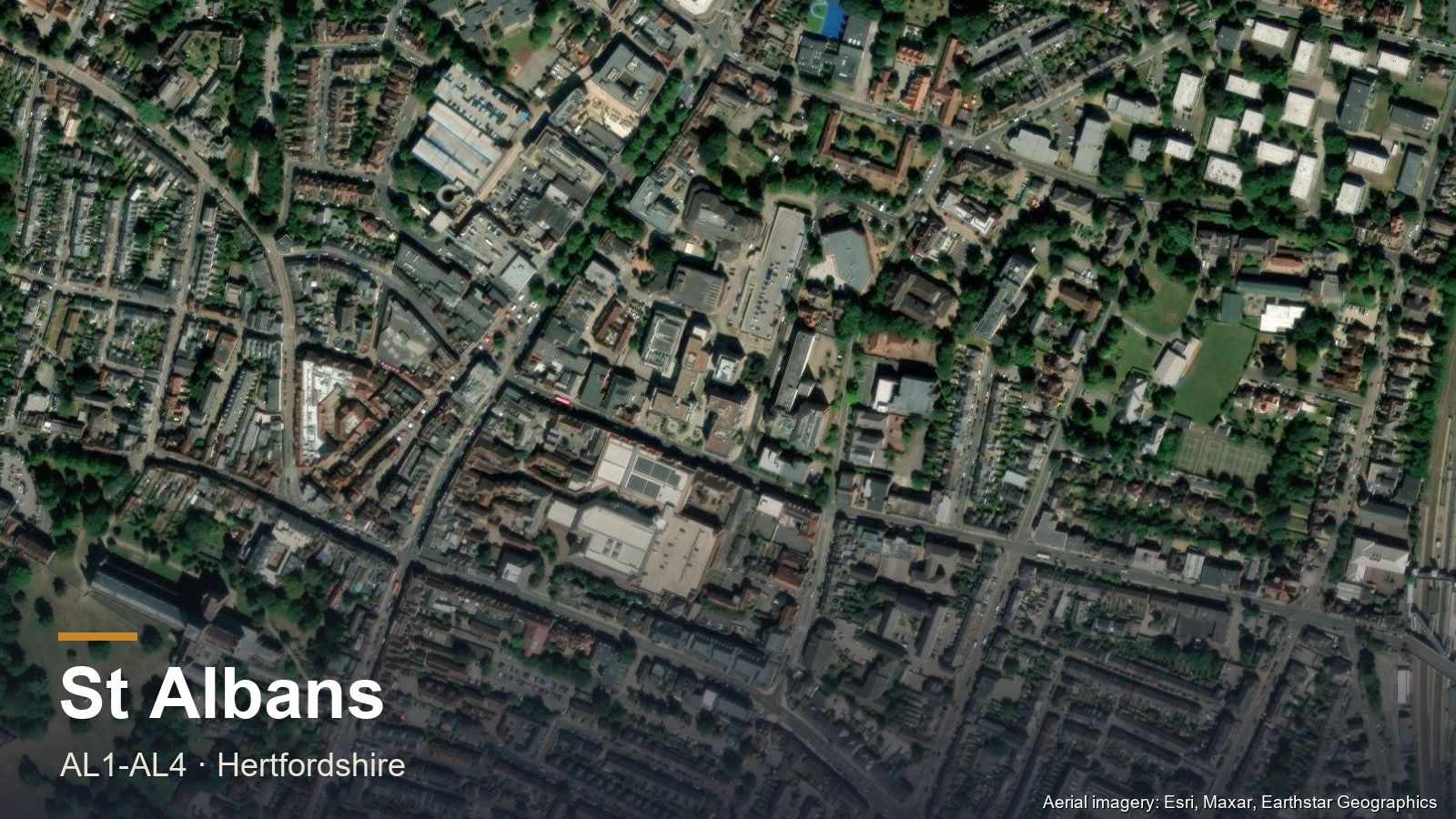 Aerial view of St Albans, Hertfordshire