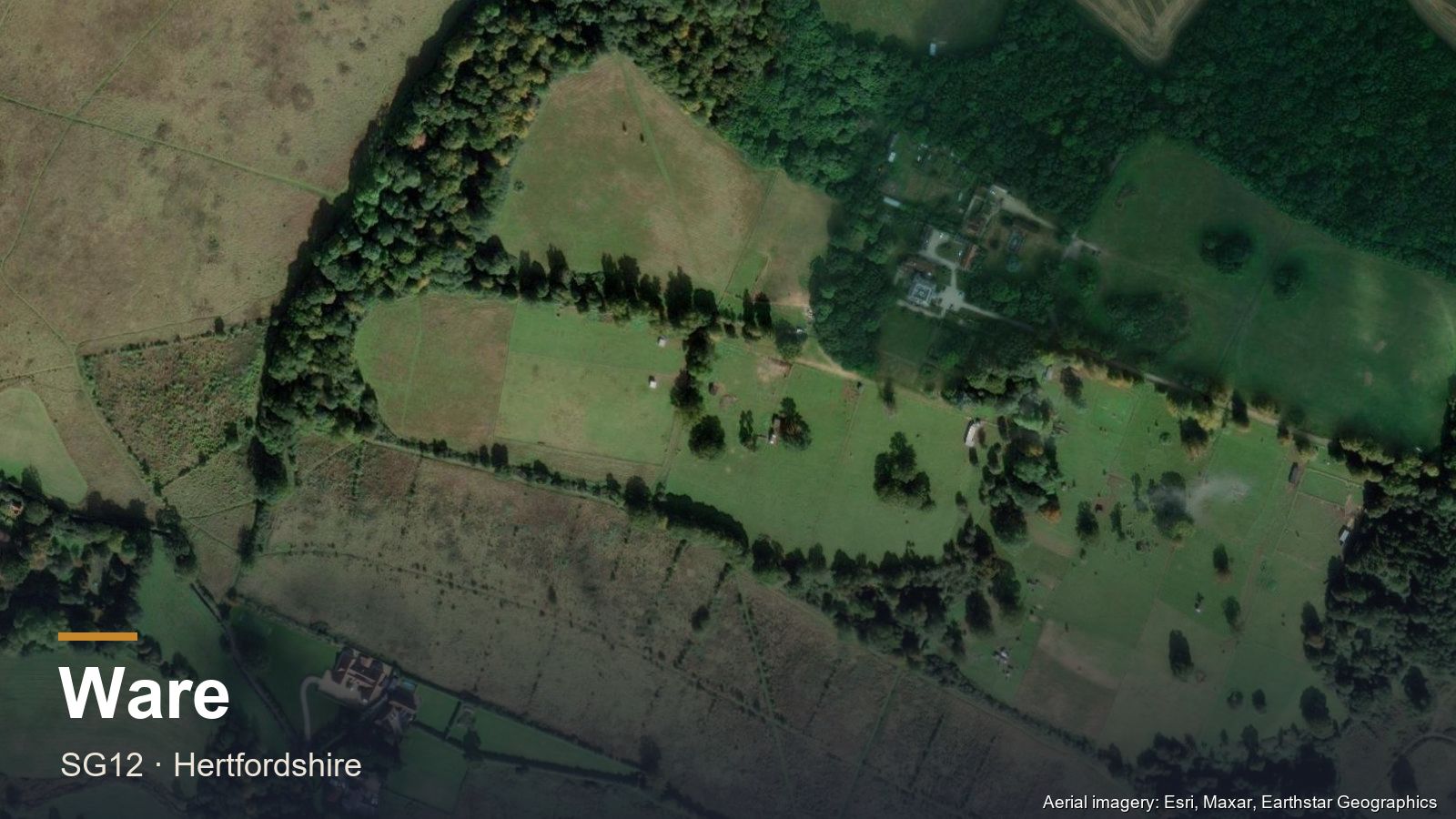 Aerial view of Ware, Hertfordshire
