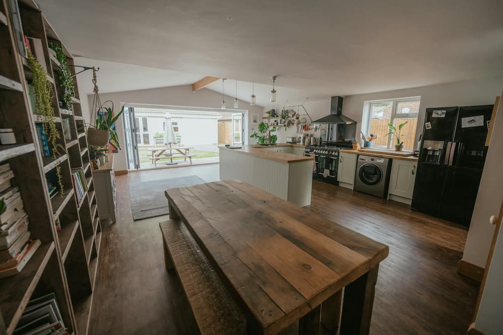 Modern kitchen extension with bi-fold doors in a Barnet home
